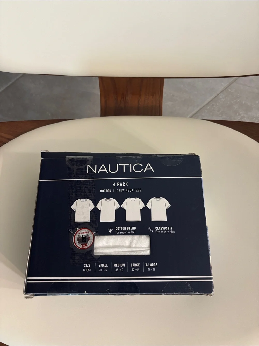 Nautica White Cotton Crew Neck Tees 4-Pack